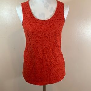 Banana Republic Sleeveless/Tank Orange Lace Front Tee